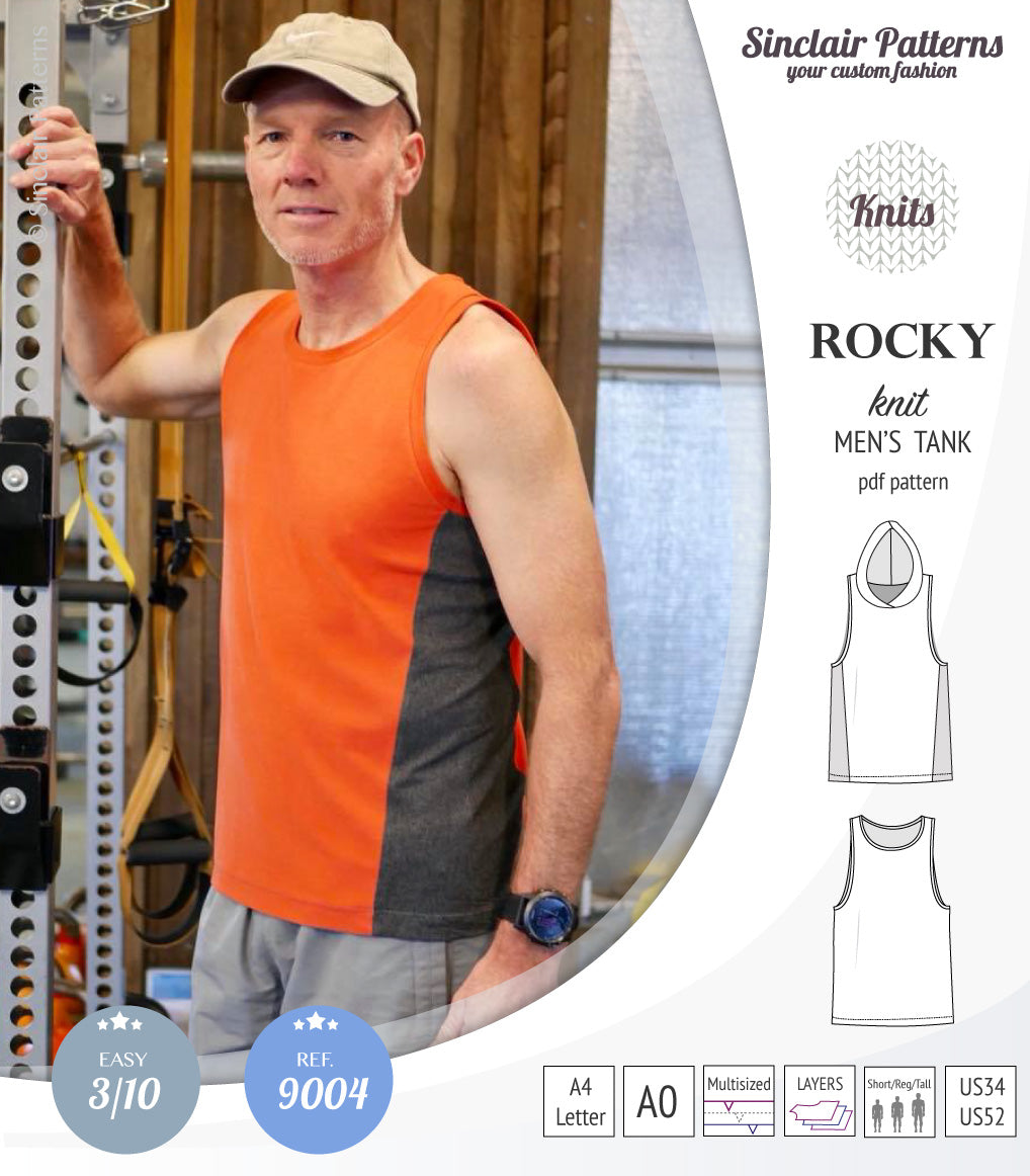 Sinclair Patterns 9004 Rocky knit tank for men pdf sewing pattern