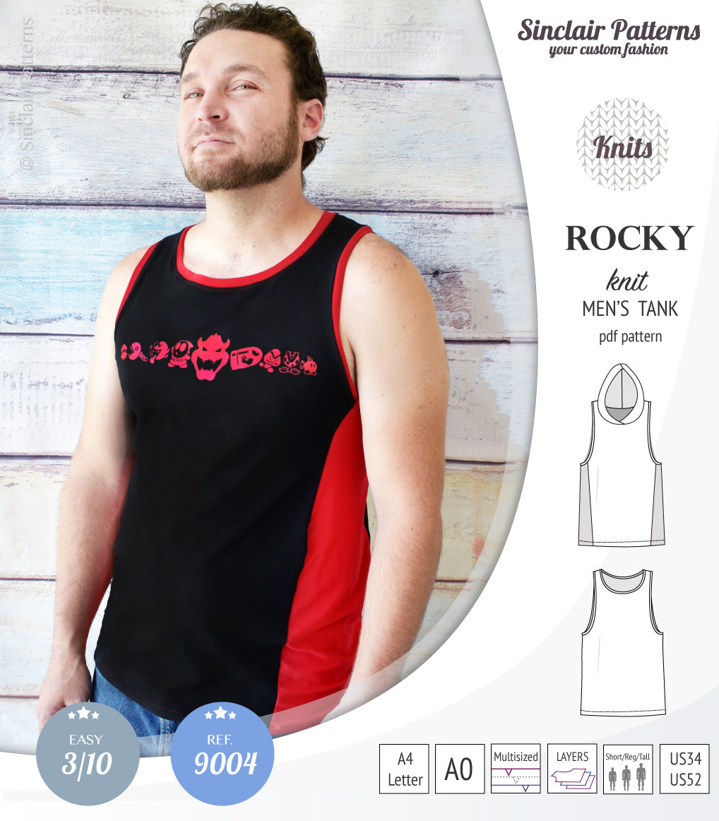 Sinclair Patterns 9004 Rocky knit tank for men pdf sewing pattern