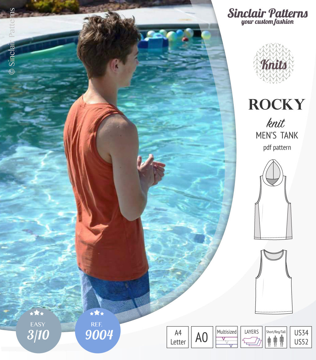 Sinclair Patterns 9004 Rocky knit tank for men pdf sewing pattern