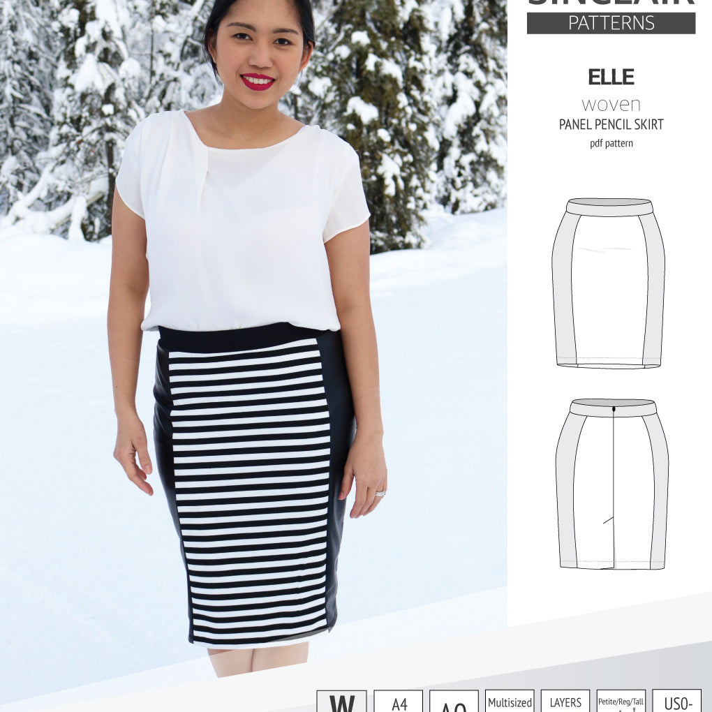 Pdf sewing pattern S1015 Elle panelled skirt Sinclair Patterns