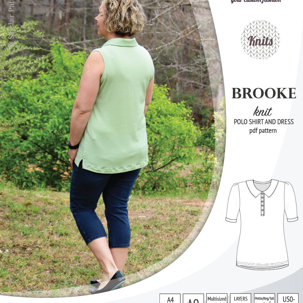 Pdf sewing pattern - Sinclair Patterns - S1066 Brooke knit polo shirt or shirt dress for women