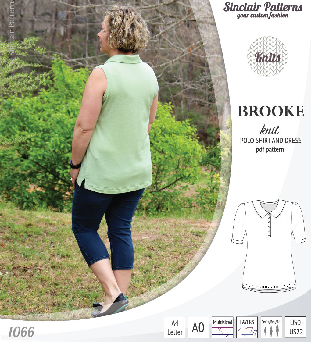 Pdf sewing pattern - Sinclair Patterns - S1066 Brooke knit polo shirt or shirt dress for women