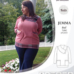 Pdf sewing pattern S1049 Jemma knit tunic with asymmetrical collar and pockets