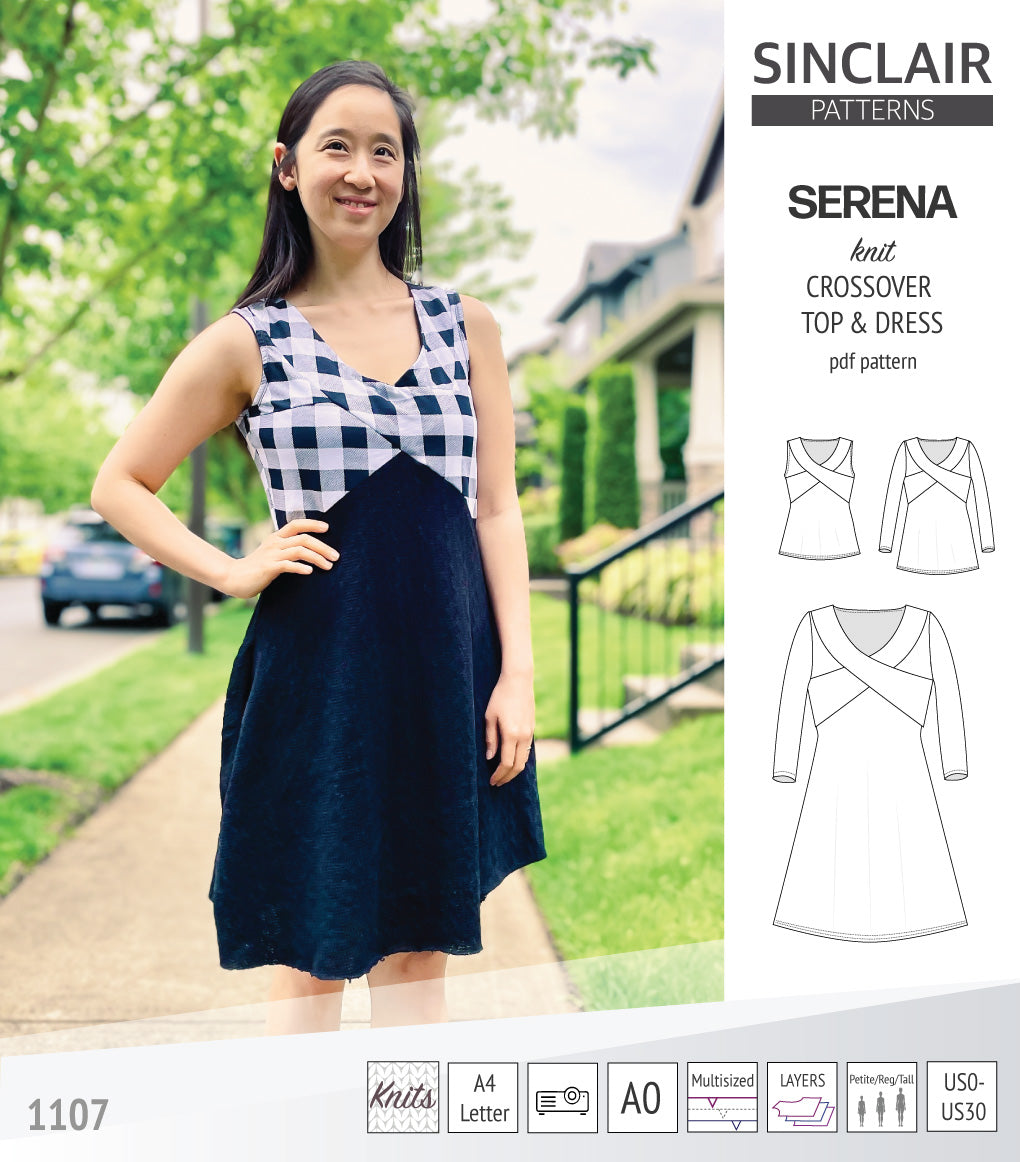 Serena crossover knit top and dress (PDF) β Sinclair Patterns