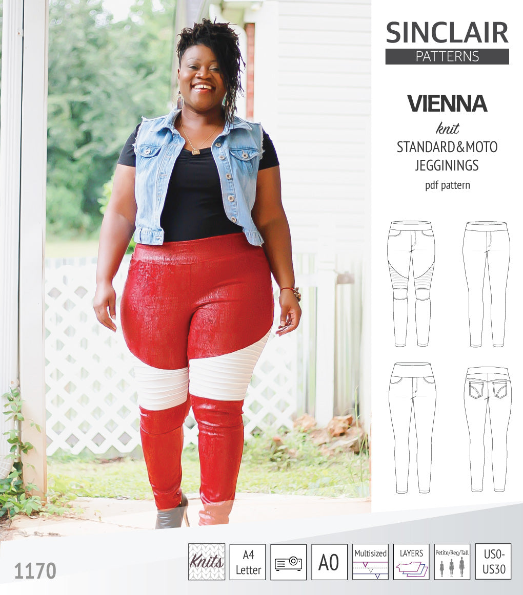 Vienna jeggings with moto patch pdf sewing pattern Sinclair Patterns
