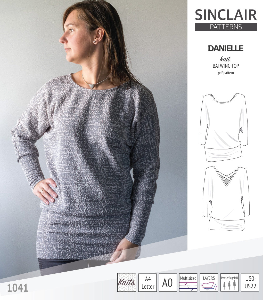 Sinclair Patterns S1041 Danielle batwing top, dolman top for women pdf sewing pattern