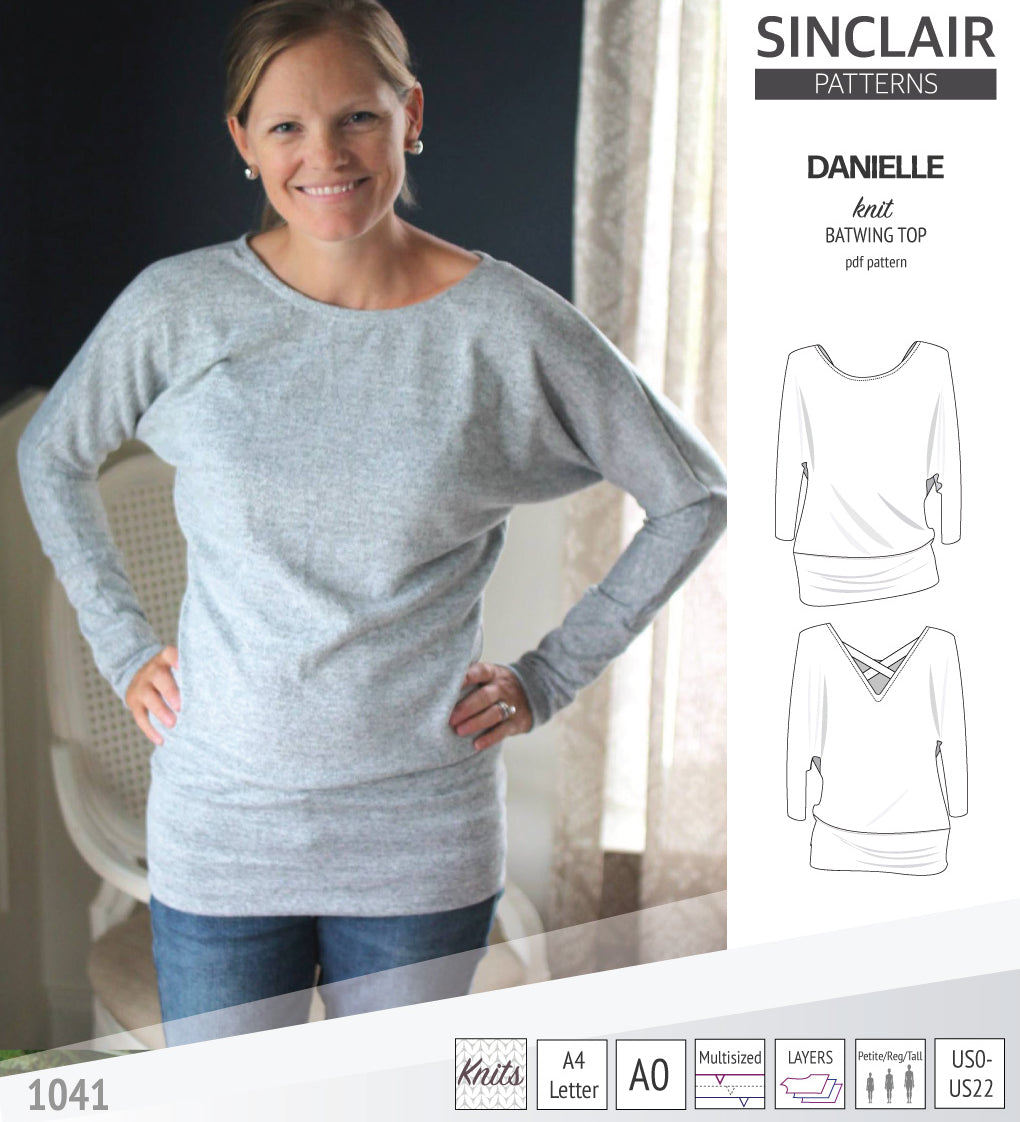 Sinclair Patterns S1041 Danielle batwing top, dolman top for women pdf sewing pattern